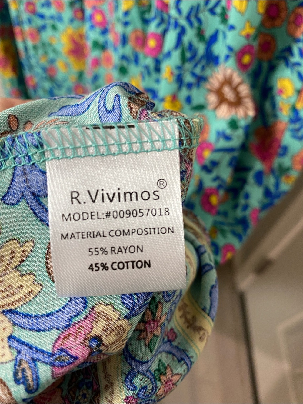 Boho Floral Balloon Sleeve Maxi in Teal nwot Spell vibes XL Cotton & Rayon soft - Picture 6 of 7